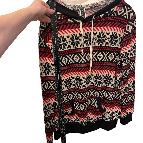 Bubble B Snowflake Pattern Hoodie size 2XL Red, Black, Cream - Picture 6 of 8